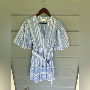 Entro Blue and White Striped Dress Medium